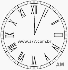 Relógio com Número Romano Marcando 0h4min