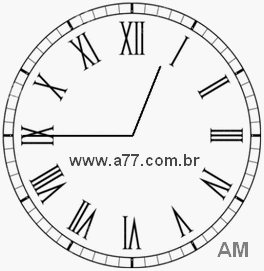 Relógio com Número Romano Marcando 0h45min