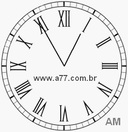 Relógio com Número Romano Marcando 0h55min