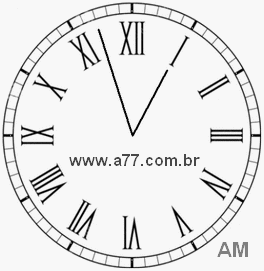 Relógio com Número Romano Marcando 0h57min