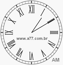 Relógio com Número Romano Marcando 1h10min