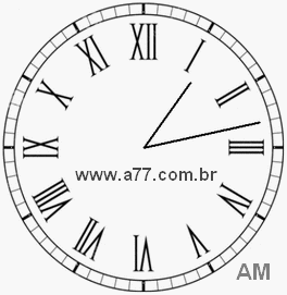 Relógio com Número Romano Marcando 1h13min