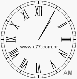 Relógio com Número Romano Marcando 1h5min