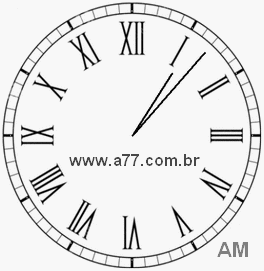 Relógio com Número Romano Marcando 1h7min
