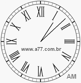 Relógio com Número Romano Marcando 1h8min