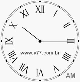 Relógio com Número Romano Marcando 10h15min