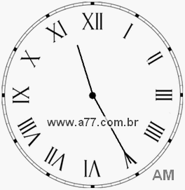 Relógio com Número Romano Marcando 11h25min
