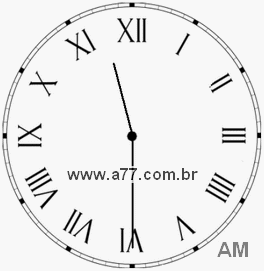 Relógio com Número Romano Marcando 11h30min