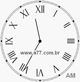 Relógio com Número Romano Marcando 11h35min
