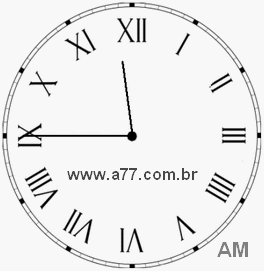 Relógio com Número Romano Marcando 11h45min