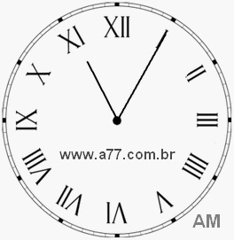 Relógio com Número Romano Marcando 11h5min