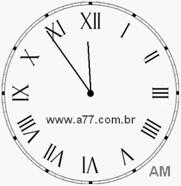 Relógio com Número Romano Marcando 11h54min