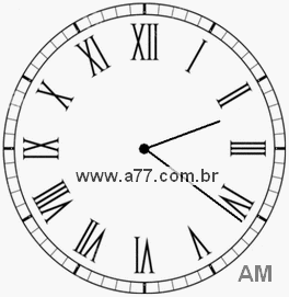 Relógio com Número Romano Marcando 2h21min