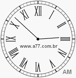 Relógio com Número Romano Marcando 2h52min