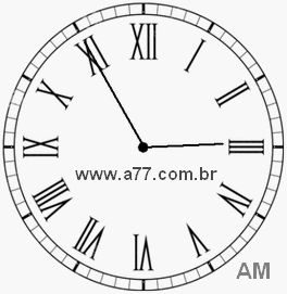 Relógio com Número Romano Marcando 2h55min