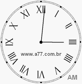 Relógio com Número Romano Marcando 3h1min