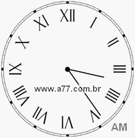 Relógio com Número Romano Marcando 3h24min