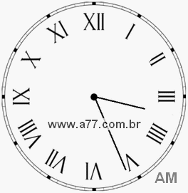 Relógio com Número Romano Marcando 3h26min