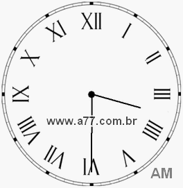 Relógio com Número Romano Marcando 3h30min