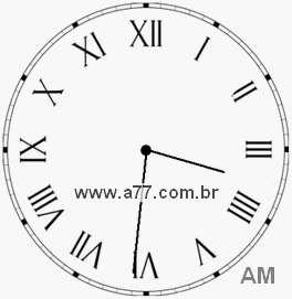 Relógio com Número Romano Marcando 3h31min