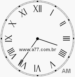 Relógio com Número Romano Marcando 3h36min