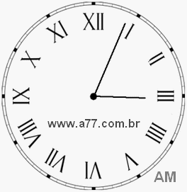 Relógio com Número Romano Marcando 3h4min