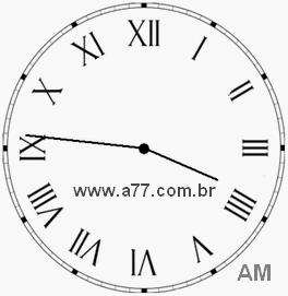Relógio com Número Romano Marcando 3h46min