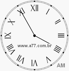 Relógio com Número Romano Marcando 3h55min
