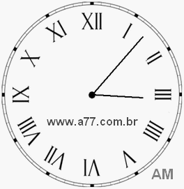Relógio com Número Romano Marcando 3h7min