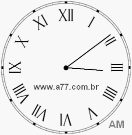 Relógio com Número Romano Marcando 3h9min