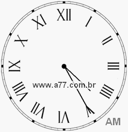 Relógio com Número Romano Marcando 4h25min