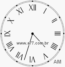 Relógio com Número Romano Marcando 4h33min