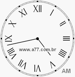 Relógio com Número Romano Marcando 4h43min