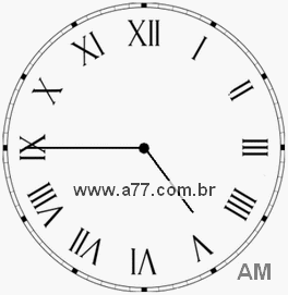 Relógio com Número Romano Marcando 4h45min