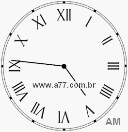 Relógio com Número Romano Marcando 4h46min