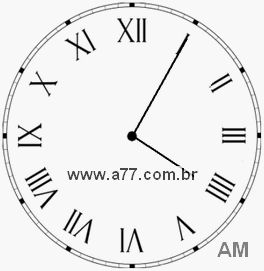 Relógio com Número Romano Marcando 4h5min