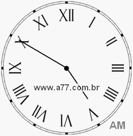 Relógio com Número Romano Marcando 4h50min