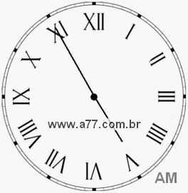 Relógio com Número Romano Marcando 4h55min