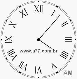 Relógio com Número Romano Marcando 4h7min