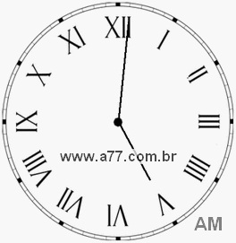 Relógio com Número Romano Marcando 5h1min