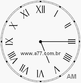 Relógio com Número Romano Marcando 5h15min