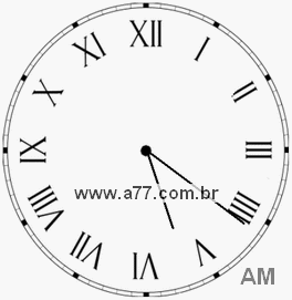 Relógio com Número Romano Marcando 5h21min