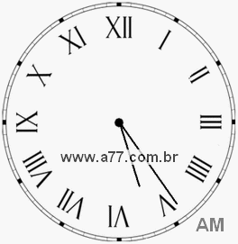 Relógio com Número Romano Marcando 5h24min