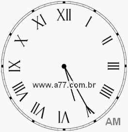 Relógio com Número Romano Marcando 5h25min