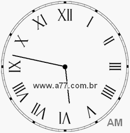 Relógio com Número Romano Marcando 5h47min