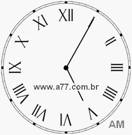 Relógio com Número Romano Marcando 5h5min