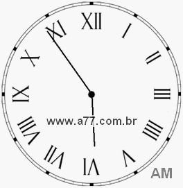 Relógio com Número Romano Marcando 5h54min