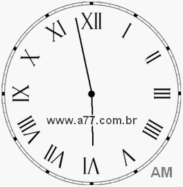 Relógio com Número Romano Marcando 5h58min