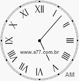 Relógio com Número Romano Marcando 5h7min