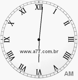 Relógio com Número Romano Marcando 6h1min